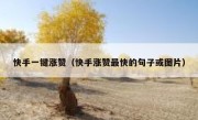 快手一键涨赞（快手涨赞最快的句子或图片）