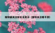 推特被关注却无法显示（推特关注看不到）