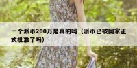 一个派币200万是真的吗（派币已被国家正式批准了吗）