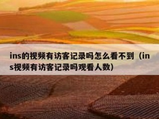 ins的视频有访客记录吗怎么看不到（ins视频有访客记录吗观看人数）
