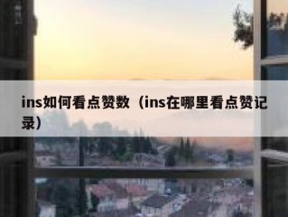 ins如何看点赞数（ins在哪里看点赞记录）