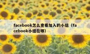 facebook怎么查看加入的小组（facebook小组在哪）