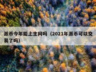 派币今年能上主网吗（2021年派币可以交易了吗）