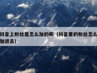 抖音上粉丝是怎么加的呢（抖音里的粉丝怎么加进去）
