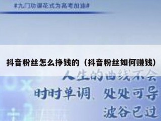 抖音粉丝怎么挣钱的（抖音粉丝如何赚钱）
