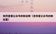 如何查看公众号的粉丝数（怎样查公众号的粉丝量）