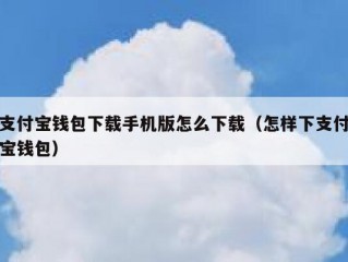 支付宝钱包下载手机版怎么下载（怎样下支付宝钱包）