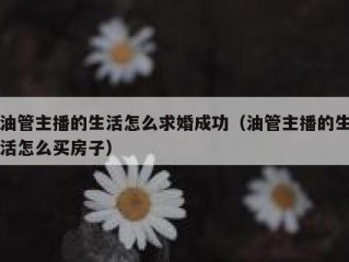 油管主播的生活怎么求婚成功（油管主播的生活怎么买房子）