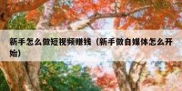 新手怎么做短视频赚钱（新手做自媒体怎么开始）
