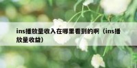 ins播放量收入在哪里看到的啊（ins播放量收益）
