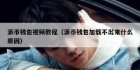 派币钱包视频教程（派币钱包加载不出来什么原因）