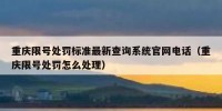 重庆限号处罚标准最新查询系统官网电话（重庆限号处罚怎么处理）