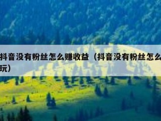抖音没有粉丝怎么赚收益（抖音没有粉丝怎么玩）