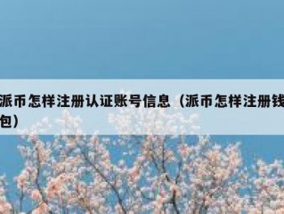 派币怎样注册认证账号信息（派币怎样注册钱包）