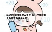 ins视频播放量收入多少（ins视频观看人数是次数还是人数）