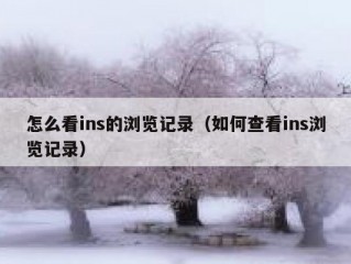 怎么看ins的浏览记录（如何查看ins浏览记录）