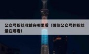 公众号粉丝收益在哪里看（微信公众号的粉丝量在哪看）