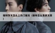 推特发文怎么上热门推文（推特怎么发表文章）