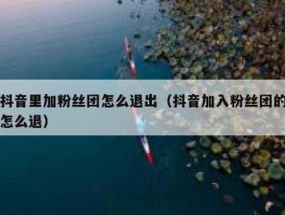 抖音里加粉丝团怎么退出（抖音加入粉丝团的怎么退）