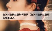 加入抖音粉丝群如何聊天（加入抖音粉丝群后在哪里进入）