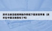 派币注册流程视频操作教程下载安装苹果（派币在中国注册商标了吗）