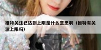 推特关注已达到上限是什么意思啊（推特有关注上限吗）