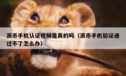 派币手机认证视频是真的吗（派币手机验证通过不了怎么办）