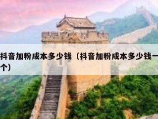 抖音加粉成本多少钱（抖音加粉成本多少钱一个）