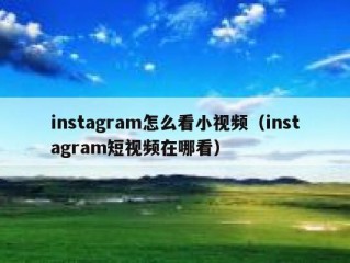 instagram怎么看小视频（instagram短视频在哪看）