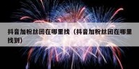 抖音加粉丝团在哪里找（抖音加粉丝团在哪里找到）