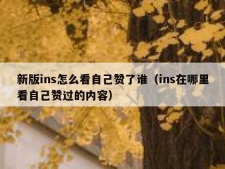 新版ins怎么看自己赞了谁（ins在哪里看自己赞过的内容）