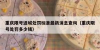 重庆限号进城处罚标准最新消息查询（重庆限号处罚多少钱）