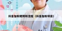抖音加粉规则和流程（抖音加粉项目）