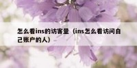 怎么看ins的访客量（ins怎么看访问自己账户的人）