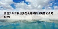 微信公众号粉丝多怎么赚钱的（微信公众号 粉丝）