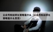 公众号粉丝转化策略是什么（公众号粉丝转化策略是什么意思）