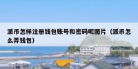 派币怎样注册钱包账号和密码呢图片（派币怎么弄钱包）