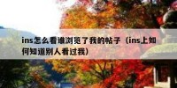ins怎么看谁浏览了我的帖子（ins上如何知道别人看过我）