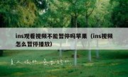 ins观看视频不能暂停吗苹果（ins视频怎么暂停播放）