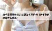 快手涨赞涨粉丝公益版怎么弄的啊（快手涨粉丝是什么意思）