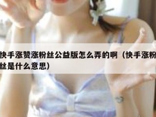 快手涨赞涨粉丝公益版怎么弄的啊（快手涨粉丝是什么意思）