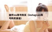 国外ins账号购买（instagram账号购买渠道）