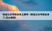 微信公众号粉丝有上限吗（微信公众号粉丝多了,怎么赚钱）