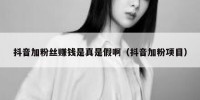 抖音加粉丝赚钱是真是假啊（抖音加粉项目）
