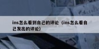 ins怎么看到自己的评论（ins怎么看自己发出的评论）