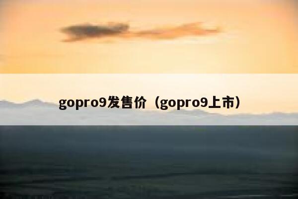gopro9发售价（gopro9上市） 第1张