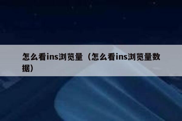 怎么看ins浏览量（怎么看ins浏览量数据） 第1张