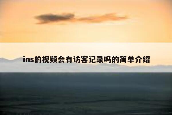 ins的视频会有访客记录吗的简单介绍 第1张