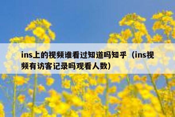 ins上的视频谁看过知道吗知乎（ins视频有访客记录吗观看人数） 第1张