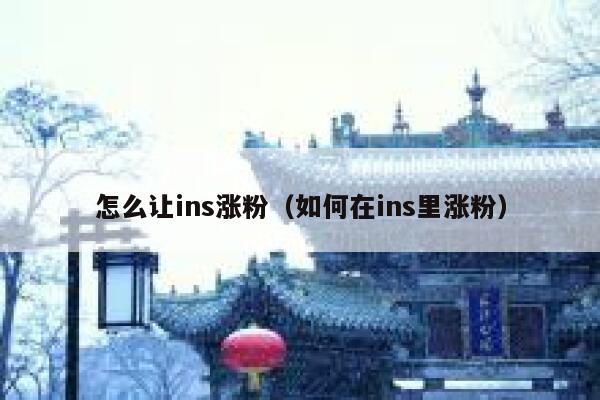 怎么让ins涨粉（如何在ins里涨粉） 第1张
